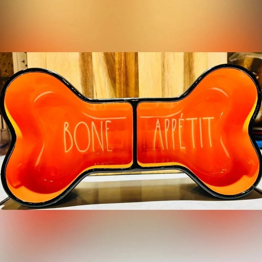 Rae Dunn Artisan Collection bon appetit dog bone shaped dog bowl. Brand new!!